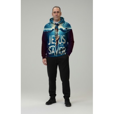 Pull à Capuche Jesus Is My Savior | Vêtement Chrétien Mer et Tempête