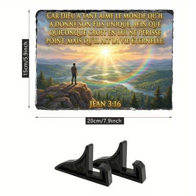 Plaque Ardoise Naturelle Jean 3:16 | Une Parole d'Amour