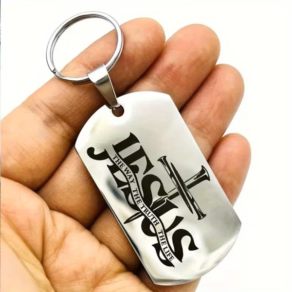 Porte-clés Jésus en acier inoxydable | Une Parole d'Amour