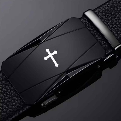Ceinture Noire Boucle Automatique Croix | Une Parole d'Amour