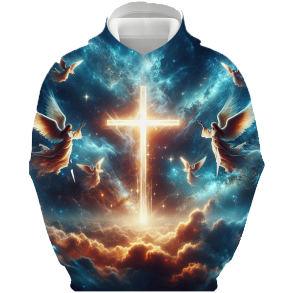 Pull à Capuche « Croix Céleste & Anges de Gloire »